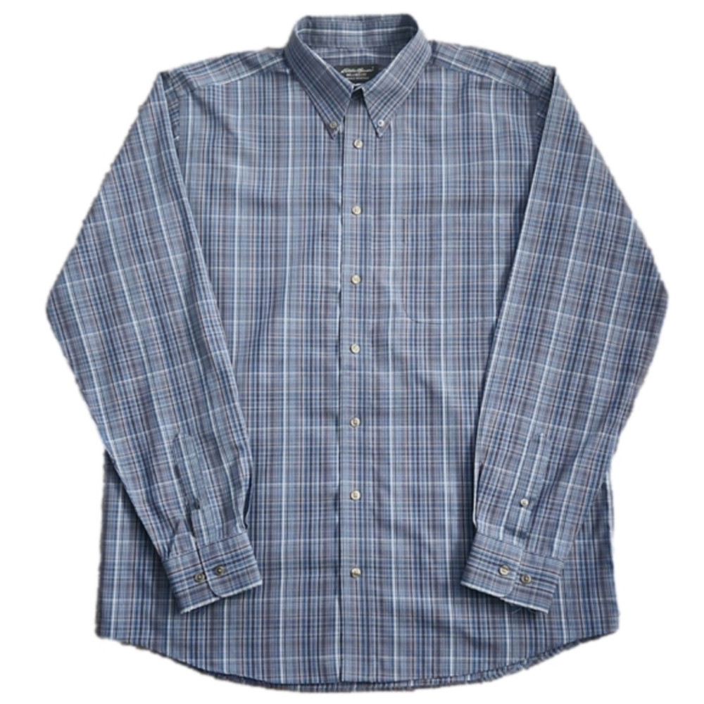 3/$20 Eddie Bauer Blue Plaid Relaxed Fit Button-Up Shirt